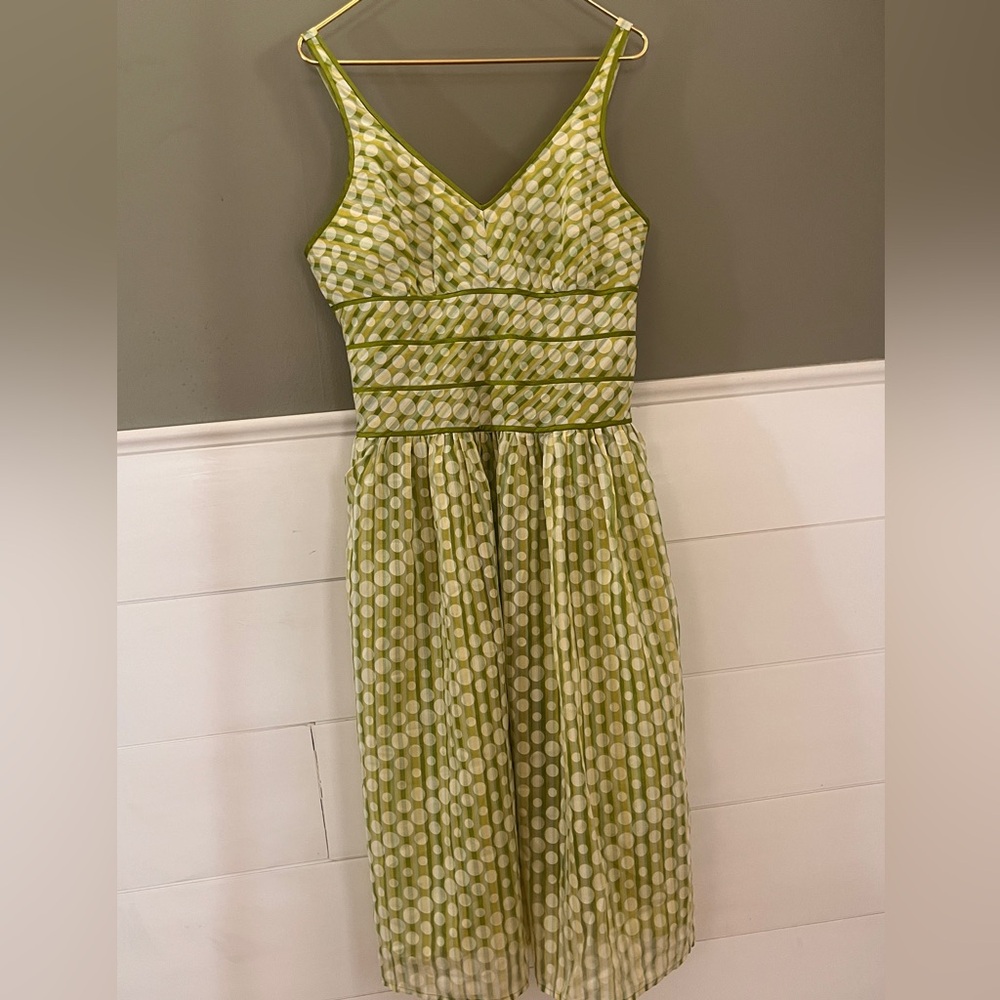 Robbie Bee Dress Cotton Blend Green Large Lightweight St Patricks Day Ivory